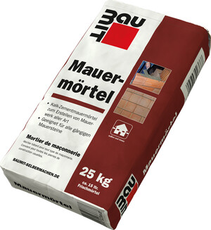 Le mortier de maçonnerie Baumit est purement minéral et disponible en sac en papier de 25 kg.