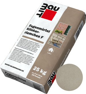 Le mortier de jointoiement pour plaquettes de parement en clinker F est disponible dans la teinte blanc gris en sac papier de 25 kg.