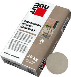 Le mortier de jointoiement pour plaquettes de parement en clinker F est disponible dans la teinte blanc gris en sac papier de 25 kg.