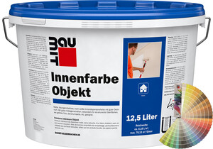 Produktbild: Baumit Innenfarbe Objekt im 12,5 Liter Eimer mit Baumit Farbfächer.