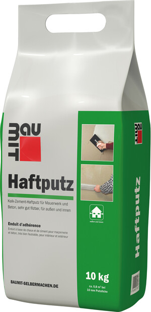 Lʼenduit dʼadhérence Baumit est disponible en sac en film plastique de 10 kg.