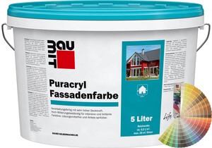 Image du produit : la peinture acrylique PURA pour façade Baumit en seau de 5 litres avec palette de couleurs Baumit.