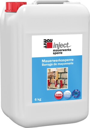 !Die Baumit inject Mauerwerkssperre ist im 6 kg Kunststoffkanister erhältlich.!