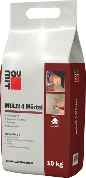 Der Baumit MULTI 4 Mörtel ist im 10 kg Foliensack erhältlich.