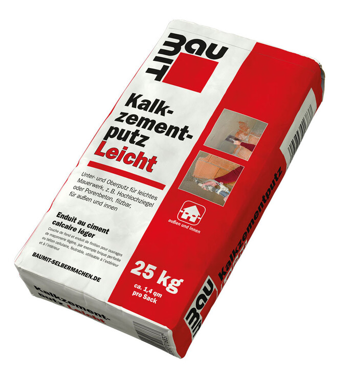 Baumit Kalkzementputz Leicht im 25 kg Papiersack.