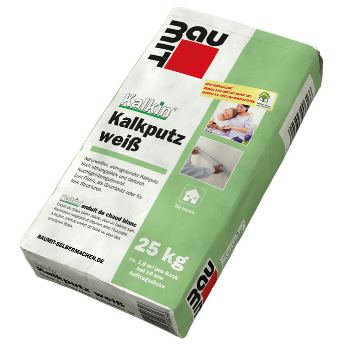 Produktfoto: Baumit Kalkin Kalkputz weiß - grüner 25 kg Sack.