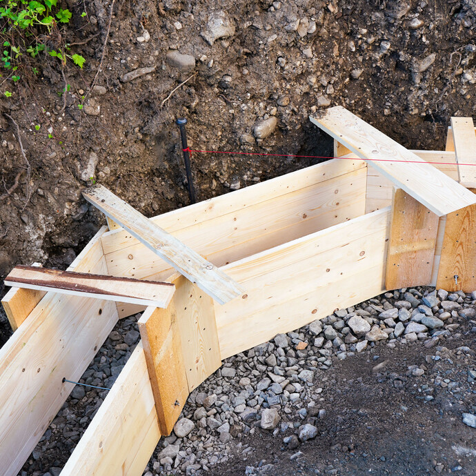 So sieht das fertig montierte Schalungselement im 45 °C Winkel aus.