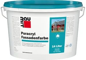 Produktbild: Die Baumit Puracryl Fassadenfarbe ist in Weiß im 14 l Eimer erhältlich.