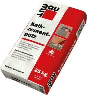 L'enduit de chaux-ciment Baumit est disponible en sac en papier de 25 kg.