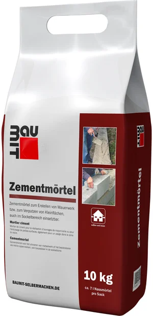 Le mortier de ciment Baumit est disponible en sac en film plastique de 10 kg.