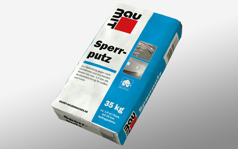 Baumit Sperrputz im blauen 35 kg Sack.