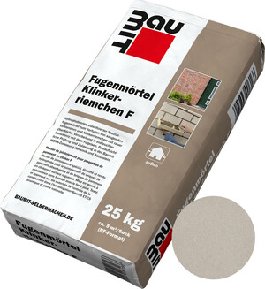 Le mortier de jointoiement pour plaquettes de parement en clinker F est disponible dans la teinte blanc beige en sac papier de 25 kg.