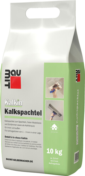 L'enduit fin à la chaux Kalkin est disponible en sac en film plastique de 10 kg.