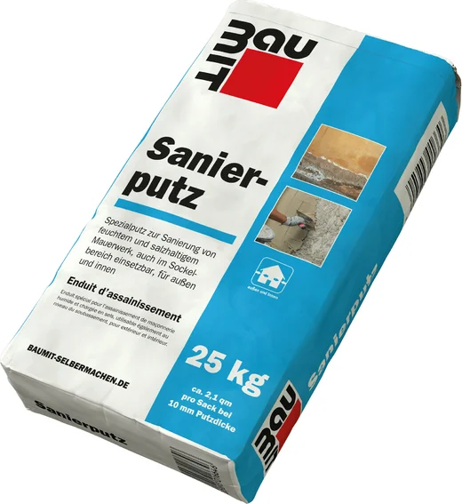 Enduit d’assainissement 25 kg de Baumit, idéal pour la rénovation de maçonneries humides, pour une utilisation en intérieur et en extérieur, facile à mettre en œuvre.