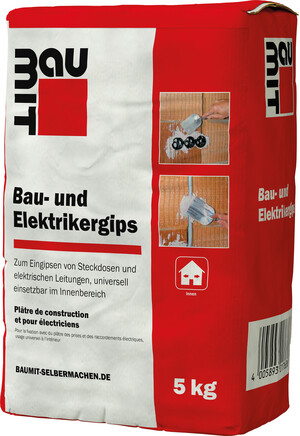 Der Baumit Bau- und Elektrikergips ist im 5 kg Papiersack erhältlich.
