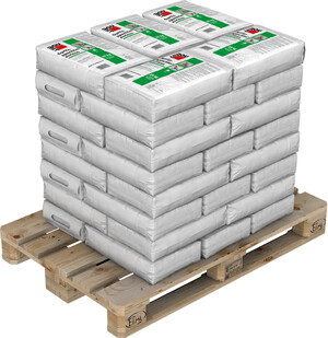 L'enduit à projeter Airless Baumit est disponible en palettes de 40 sacs.