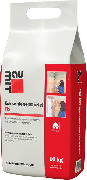 Le mortier pour profilés d'angle Baumit Fix est disponible en sac en film plastique de 10 kg.