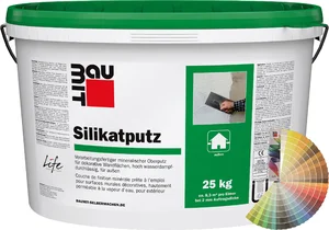 Der Baumit Silikatputz mit 3 mm Körnung ist im 25 kg Eimer farbig erhältlich.