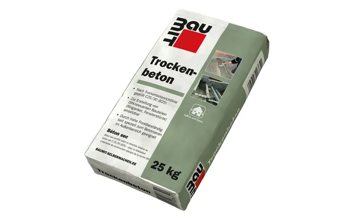 Baumit Trockenbeton 25 kg Sack für schnelle und einfache Betonarbeiten im DIY-Bereich. Ideal für Heimwerkerprojekte.