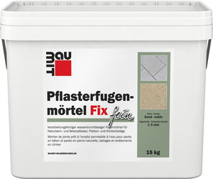 Le mortier pour joints de pavages Fix Fin Baumit est disponible dans la teinte sable en seau de 15 kg.