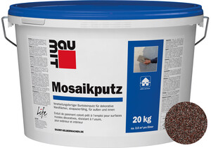 Le crépi mosaïque : teinte M 313 Athos est desponible en seau de 20 kg.