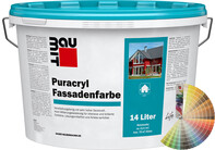 Image du produit : la peinture acrylique PURA pour façade Baumit en seau de 14 litres avec palette de couleurs Baumit.