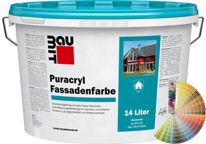 Image du produit : la peinture acrylique PURA pour façade Baumit en seau de 14 litres avec palette de couleurs Baumit.
