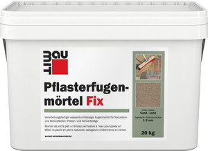 Le mortier pour joints de pavages Fix Baumit est disponible dans la teinte sable en seau de 20 kg.