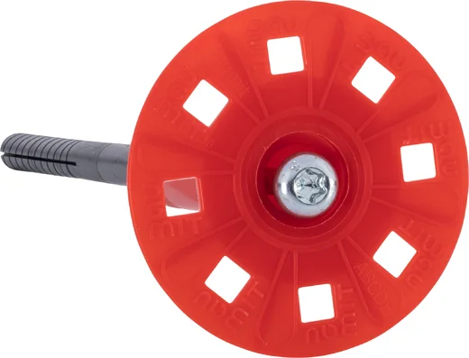 Dämmstoffdübel für stabile Befestigung von Dämmplatten an Fassaden, geeignet für DIY-Renovierungsprojekte im Außenbereich.