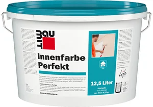 Produktbild: Die Baumit Innenfarbe Perfekt ist im 12,5 l Eimer in Weiß erhältlich.