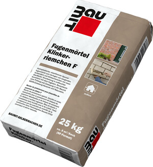 Le mortier de jointoiement pour plaquettes de parement en clinker F est disponible en sac papier de 25 kg.