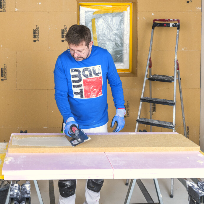 Pressspachtelung auf Dämmkeil