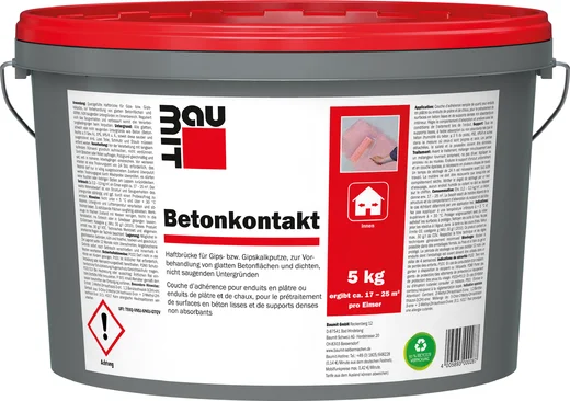 Baumit Betonkontakt Eimer, 5 kg, für optimale Haftung von Putz und Gips auf Beton, ergiebig für 17-25 m², ideal für Renovierung.