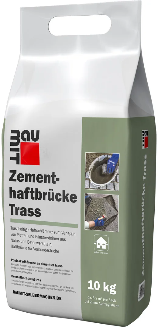 Le pont d'adhérence à base de ciment Trass Baumit est disponible en sac en film plastique de 10 kg.