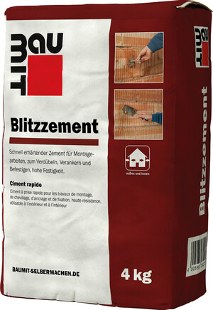 Le ciment à prise rapide Baumit est disponible en sac en papier de 4 kg.