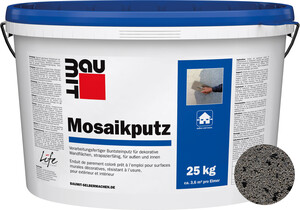 Le crépi mosaïque Baumit est disponible dans la teinte M 342 Everest en seau de 25 kg.
