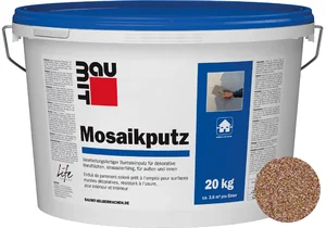 Der Baumit Mosaikputz ist im Farbton M 312 Cook im 20 kg Eimer erhältlich.