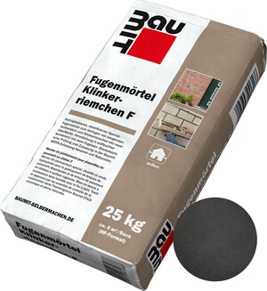 Le mortier de jointoiement pour plaquettes de parement en clinker F est disponible dans la teinte noir en sac papier de 25 kg.