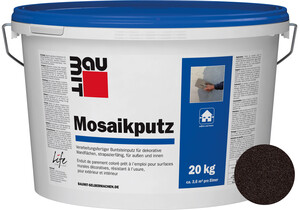 Le crépi mosaïque : teinte M 331 Nemrut est desponible en seau de 20 kg.