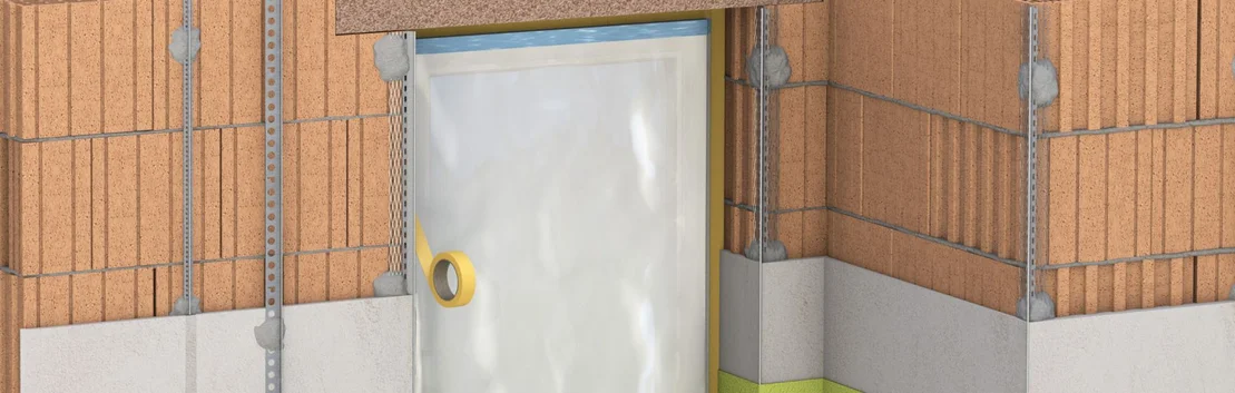 D&eacute;tail de ma&ccedil;onnerie avec syst&egrave;me d&rsquo;isolation et masquage pour un projet de r&eacute;novation, id&eacute;al pour les bricoleurs et les ma&icirc;tres d&rsquo;ouvrage.