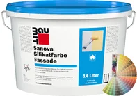Produktbild: Baumit Sanova Silikatfarbe Fassade im 14 Liter Eimer mit Baumit Farbfächer.