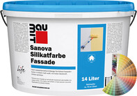 !Produktbild: Baumit Sanova Silikatfarbe Fassade im 14 Liter Eimer mit Baumit Farbfächer.!