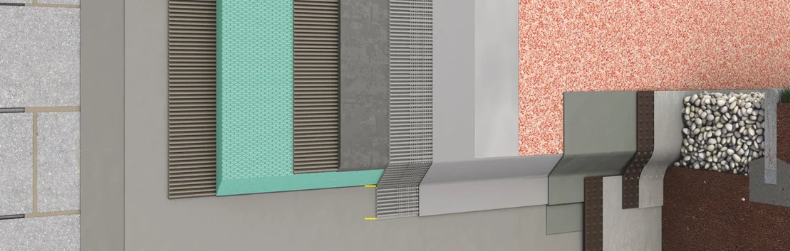 Repr&eacute;sentation d&rsquo;une structure en couches pour les syst&egrave;mes composites d&rsquo;isolation thermique sur des fa&ccedil;ades compos&eacute;es de diff&eacute;rents mat&eacute;riaux de construction.