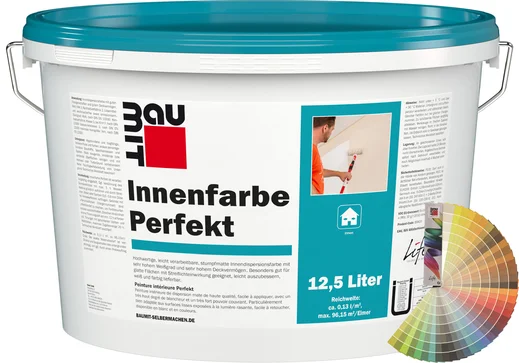 Image du produit : la peinture intérieure Perfekt Baumit en seau de 12,5 litres avec palette de couleurs Baumit.