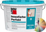 Image du produit : la peinture intérieure Perfekt Baumit en seau de 12,5 litres avec palette de couleurs Baumit.