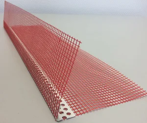 Eckschutzprofil mit roter Armierungsgewebe für präzise und stabile Ecken bei Putz- und Dämmarbeiten im Innen- und Außenbereich.