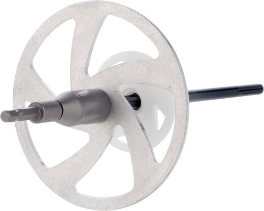 Outil de pose auto-désolidarisant pour une fixation rapide, sécurisée et affleurante des chevilles à vis Thermotop.