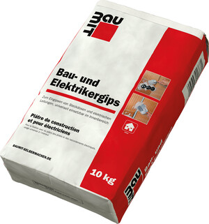 Le plâtre pour la construction et l'électricité Baumit est disponible en sac en papier de 10 kg.