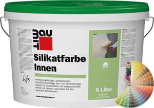 Die Baumit Silikatfarbe Innen ist in Pastelltönen im 5 l Kunststoffeimer erhältlich.