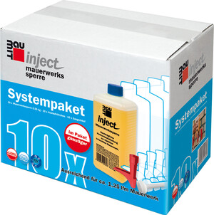 !Das inject Mauwerkssperre Systempaket ist gegen aufsteigende Feuchtigkeit im Mauerwerk.!